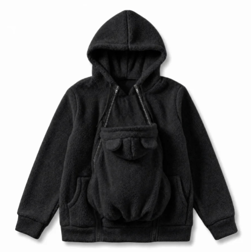 Women Fleece Hoodie Kangaroo Pocket, Baby Carrier Warm Plush Jacket, Winter Parent Child Matching Outfits, Coat For Mom Infant