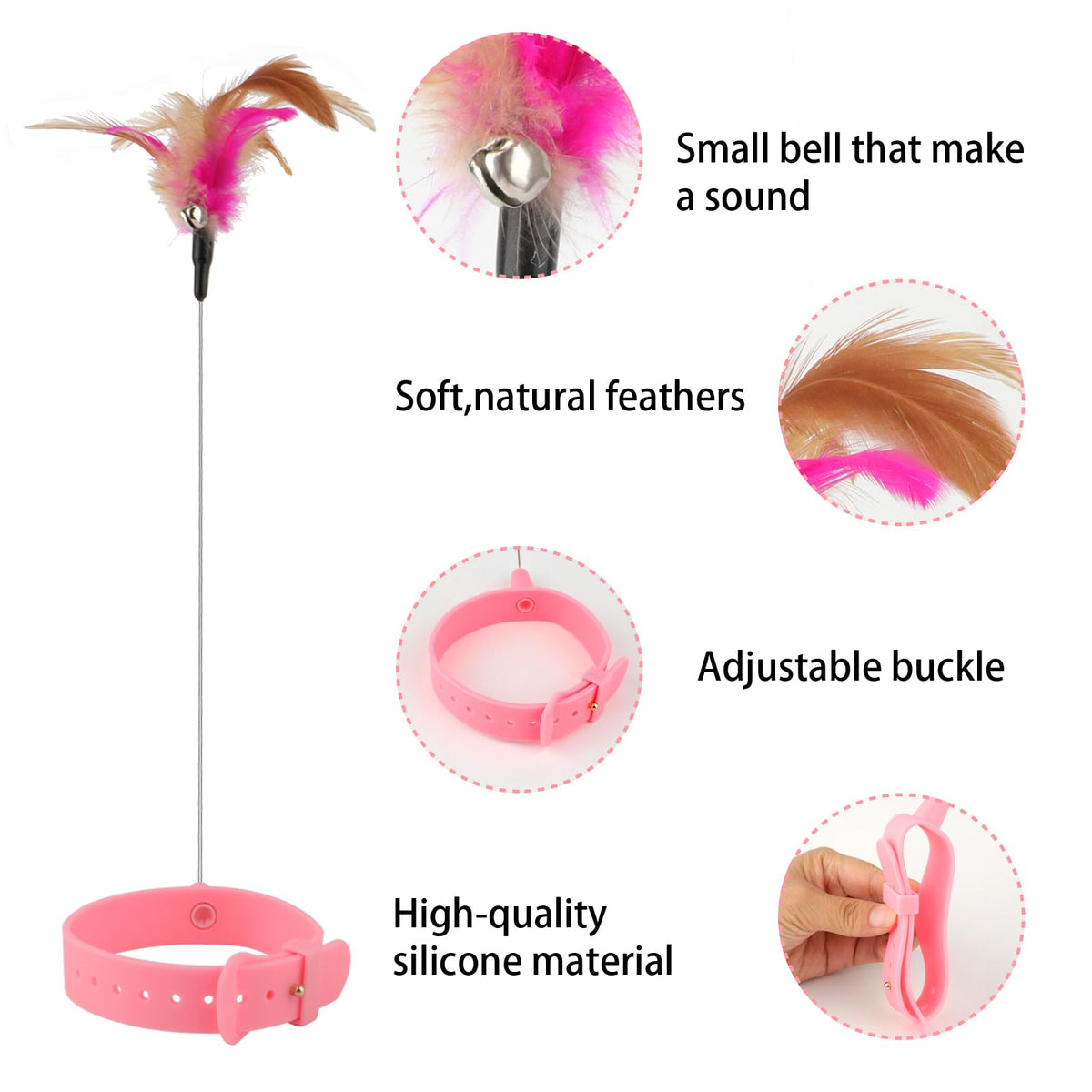 3 Pcs Cat Feather Toy with Neck Collar