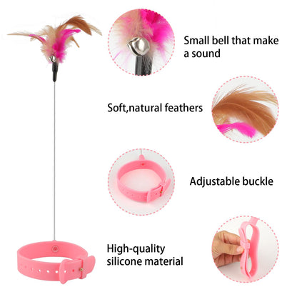 3 Pcs Cat Feather Toy with Neck Collar