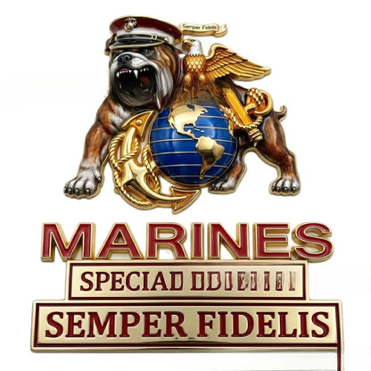 U.S. Marine Corps Semper Fi Devil Dog Car Emblem Metal Badge