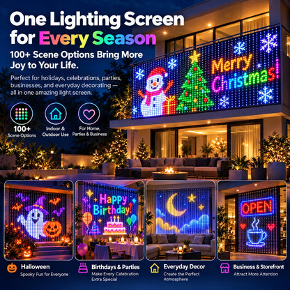 🎄✨ Turn Your Balcony Into A Giant LED Light Show! 📱Smart 400-LED Animated Mesh Screen