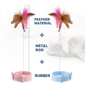 3 Pcs Cat Feather Toy with Neck Collar