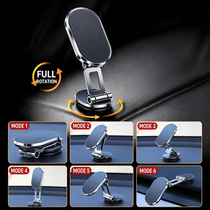 Foldable Magnetic Car Phone Holder - 360° Rotating, Adjustable Angle & Height Dashboard Mount