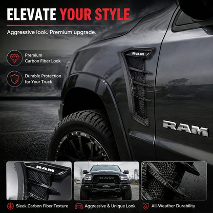 2 Pcs Carbon Fiber Car Side Wing Fender Decals, Truck Decal Decorative Sticker