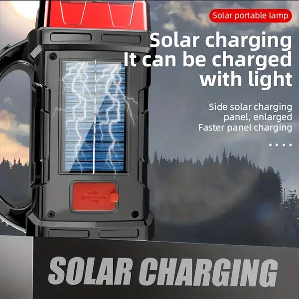 High-Power 4-LED Flashlight – Solar Powered & USB Rechargeable
