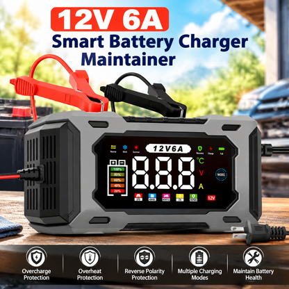 6-Amp 12V Smart Car Battery Charger, Battery Maintainer Trickle Charger with Desulfator