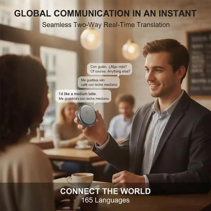 🌎 AI Wearable Translator – 165+ Language Two-Way Voice Translation Device, Real-Time AI Language Translator with Smart Learning, Bluetooth Connectivity for Travel, Work & Everyday Conversations