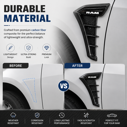 2 Pcs Carbon Fiber Car Side Wing Fender Decals, Truck Decal Decorative Sticker