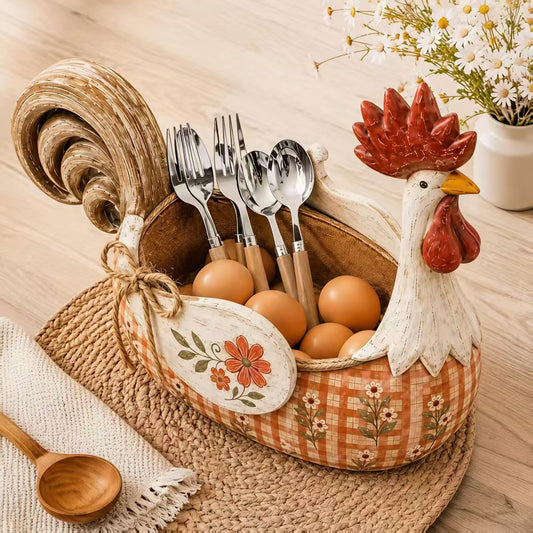 🐓 Farmhouse Rooster Storage Basket