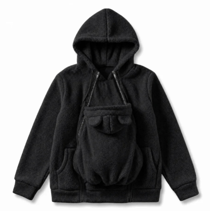 Women Fleece Hoodie Kangaroo Pocket, Baby Carrier Warm Plush Jacket, Winter Parent Child Matching Outfits, Coat For Mom Infant