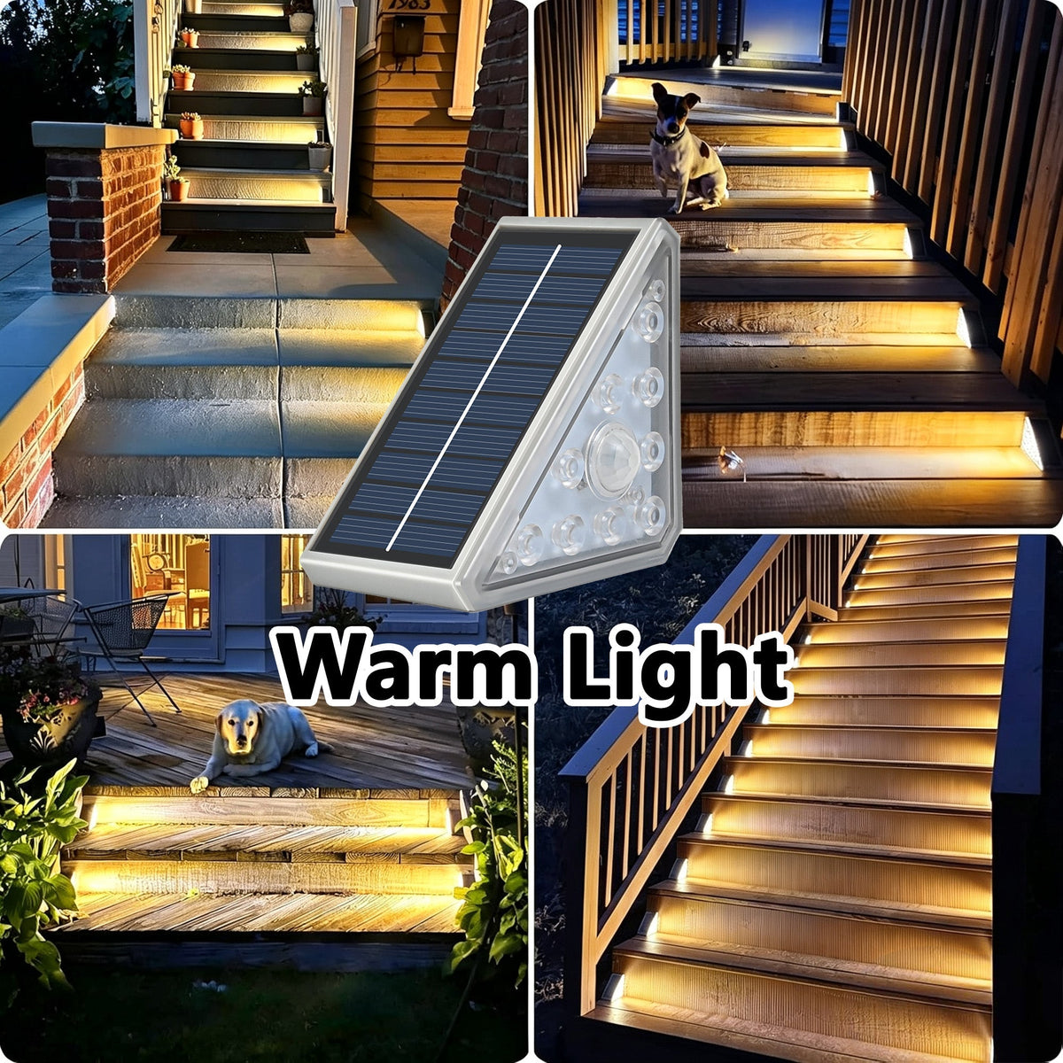 Sensor Solar Stair Lights Outdoor, Super Bright LED Solar Powered Step Lights