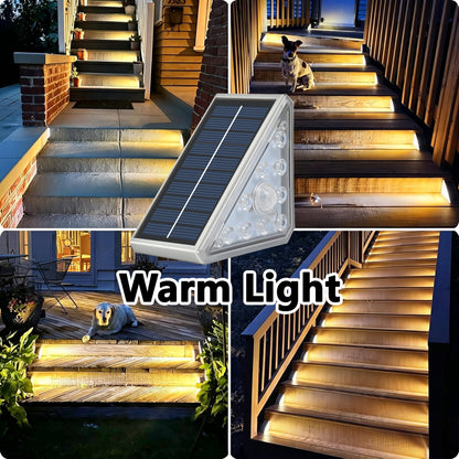 Sensor Solar Stair Lights Outdoor, Super Bright LED Solar Powered Step Lights