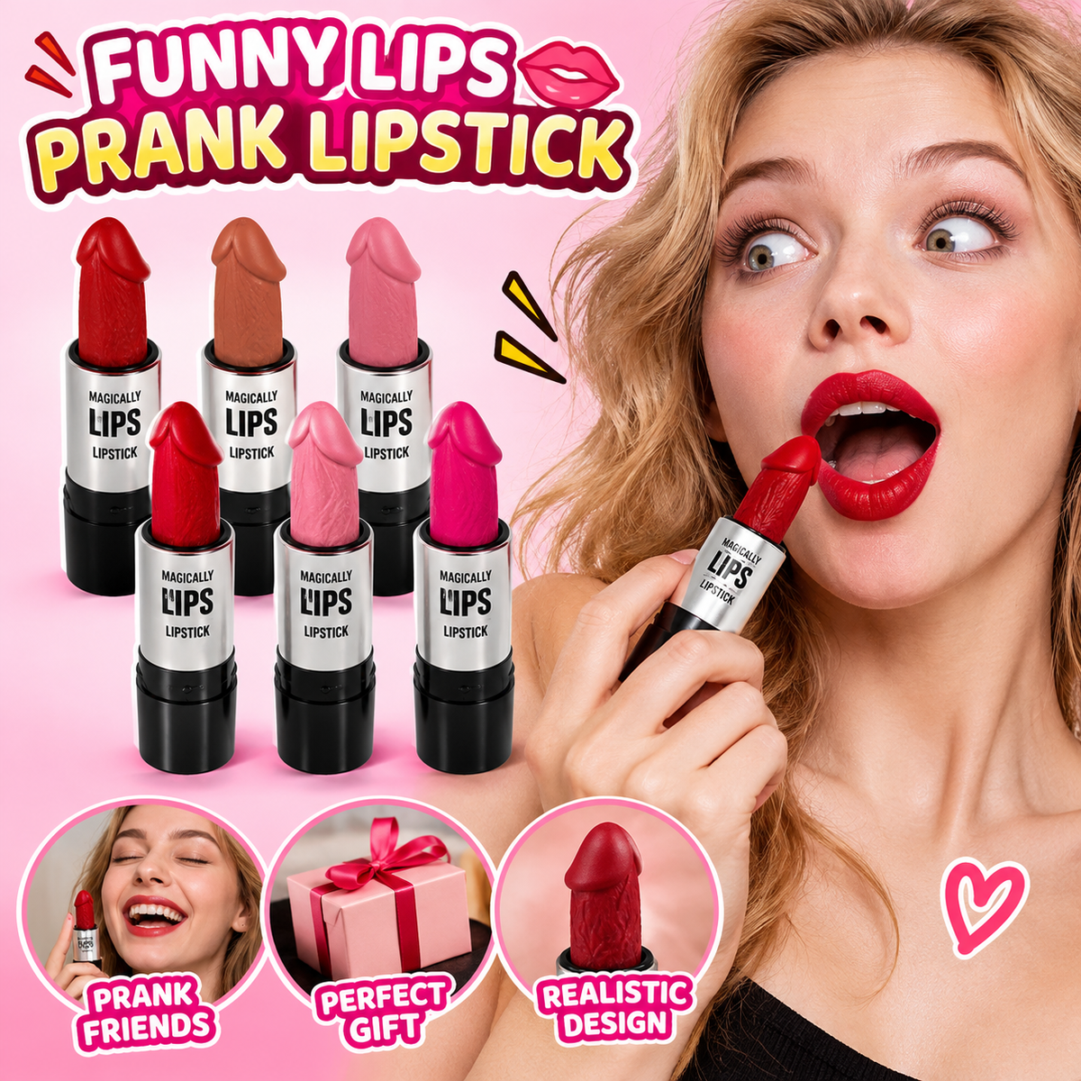 ⭐FUNNY LIPS PRANK LIPSTICK🎁Great for Halloween＆Christmas gag gifts for women