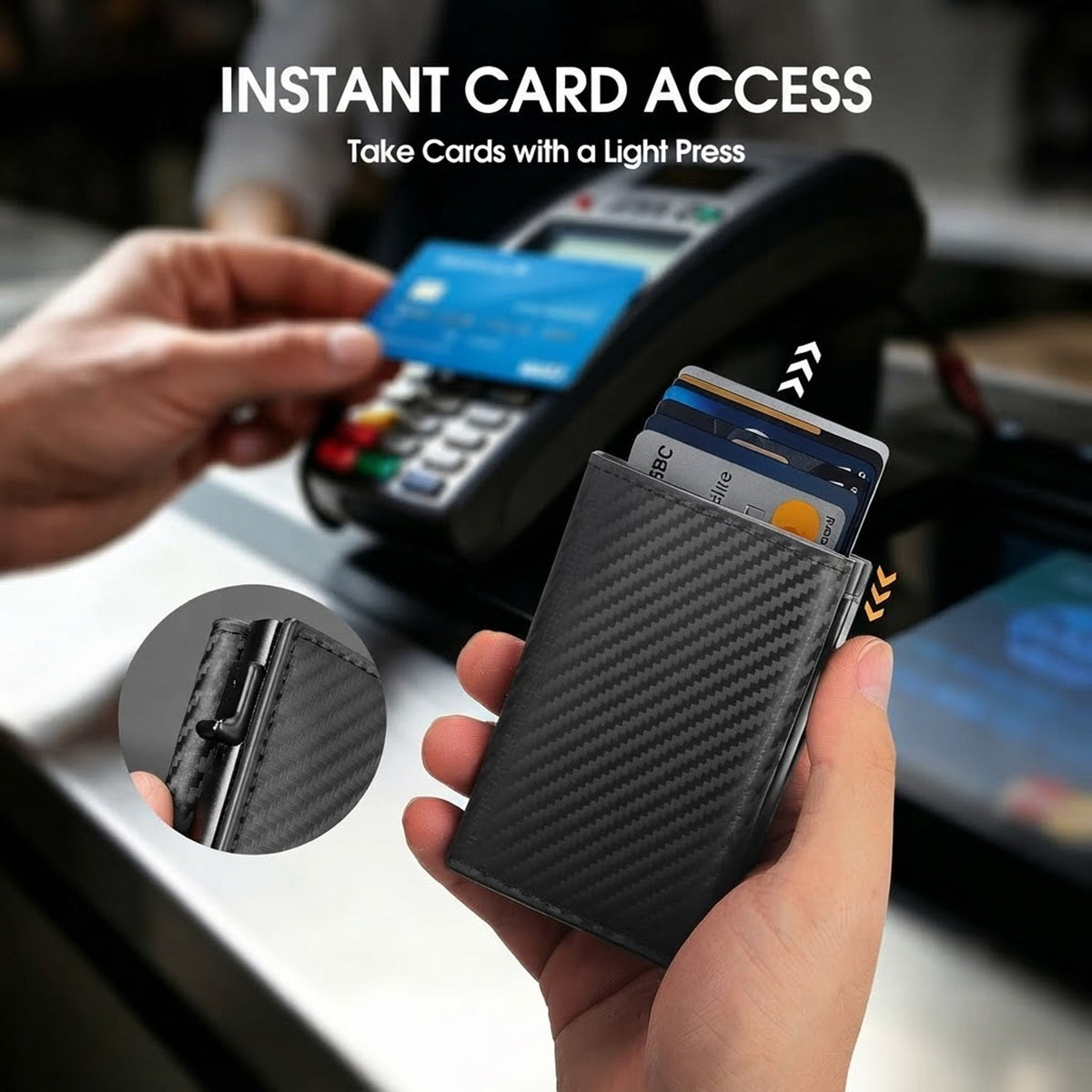 RFID Blocking Wallet for Men Pop up Card Holder