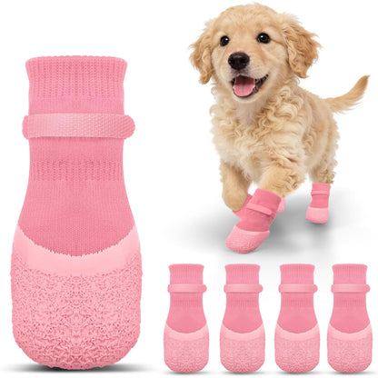4Pcs Dog Paw Protector Booties with Adjustable Straps