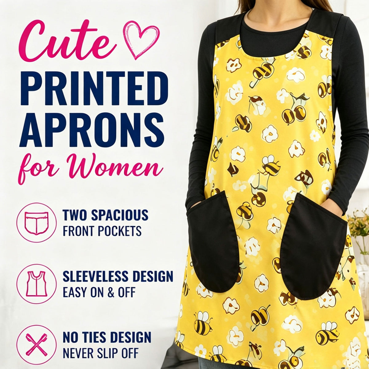 Cross Over Vest Style Apron with 2 Large Pockets