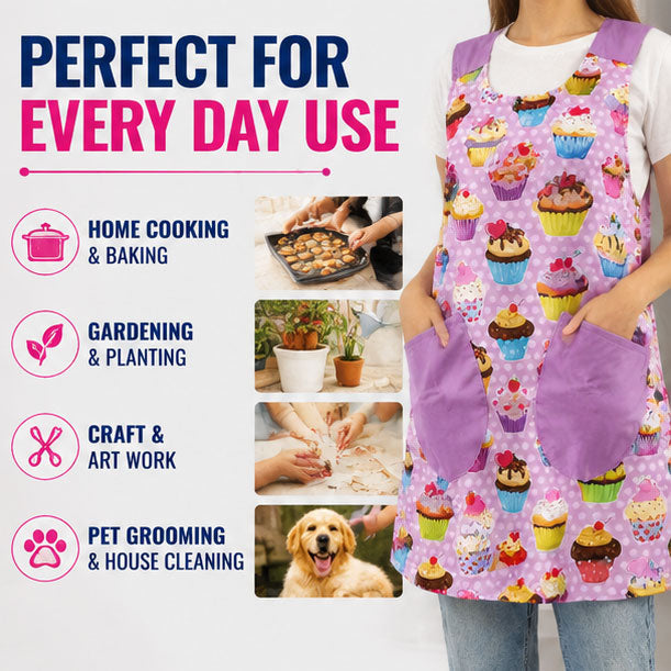 Cross Over Vest Style Apron with 2 Large Pockets