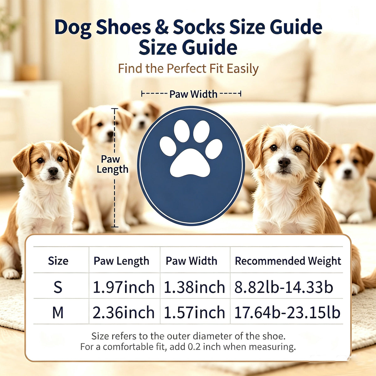 4Pcs Dog Paw Protector Booties with Adjustable Straps
