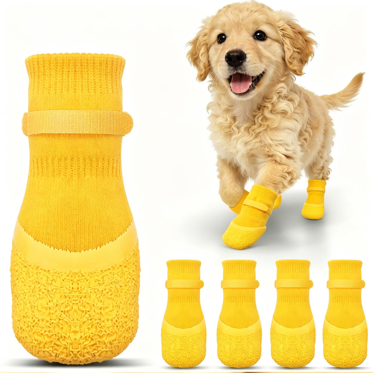 4Pcs Dog Paw Protector Booties with Adjustable Straps