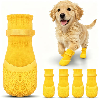 4Pcs Dog Paw Protector Booties with Adjustable Straps