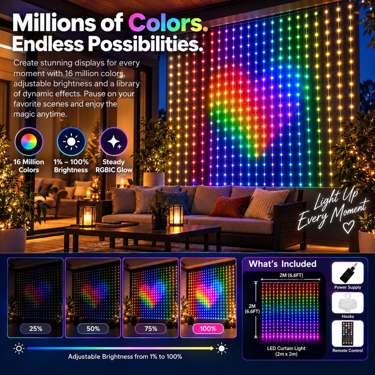 🎄✨ Turn Your Balcony Into A Giant LED Light Show! 📱Smart 400-LED Animated Mesh Screen