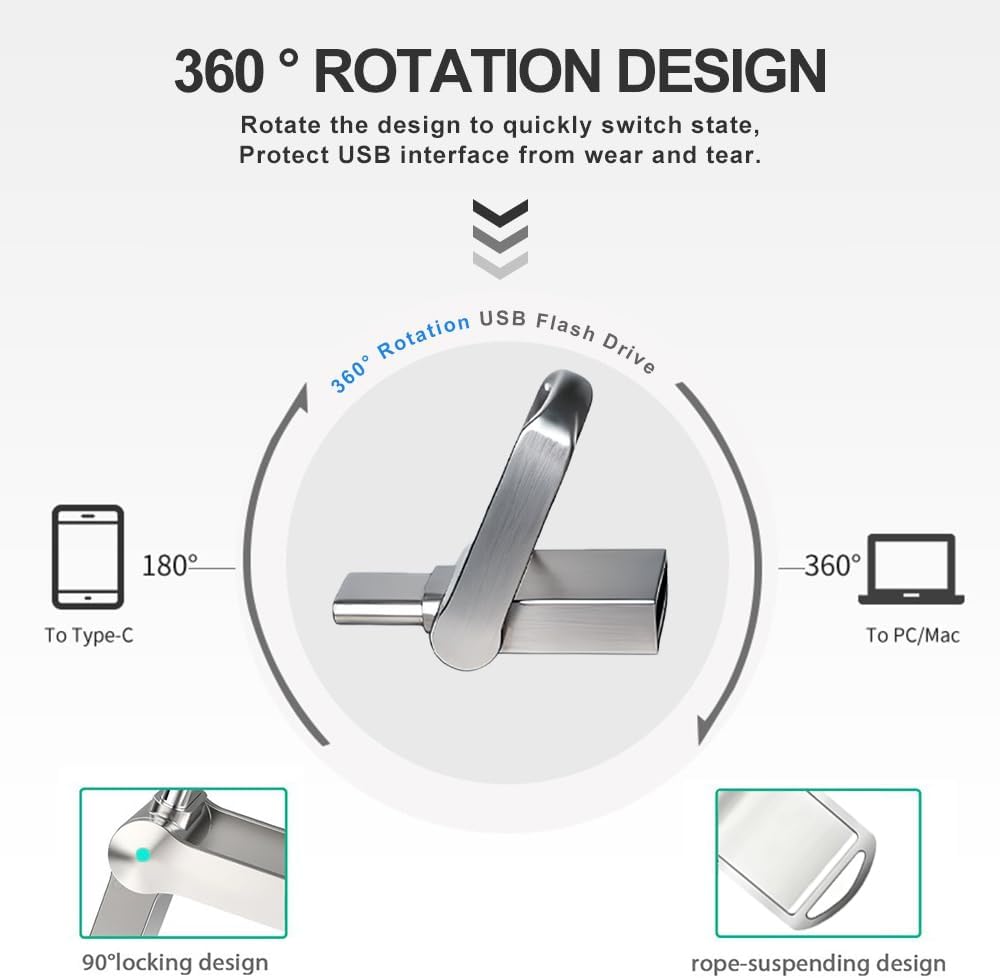 2TB USB Flash Drive for Phones and Computers – Dual-Interface (USB-C & USB-A) Storage Stick