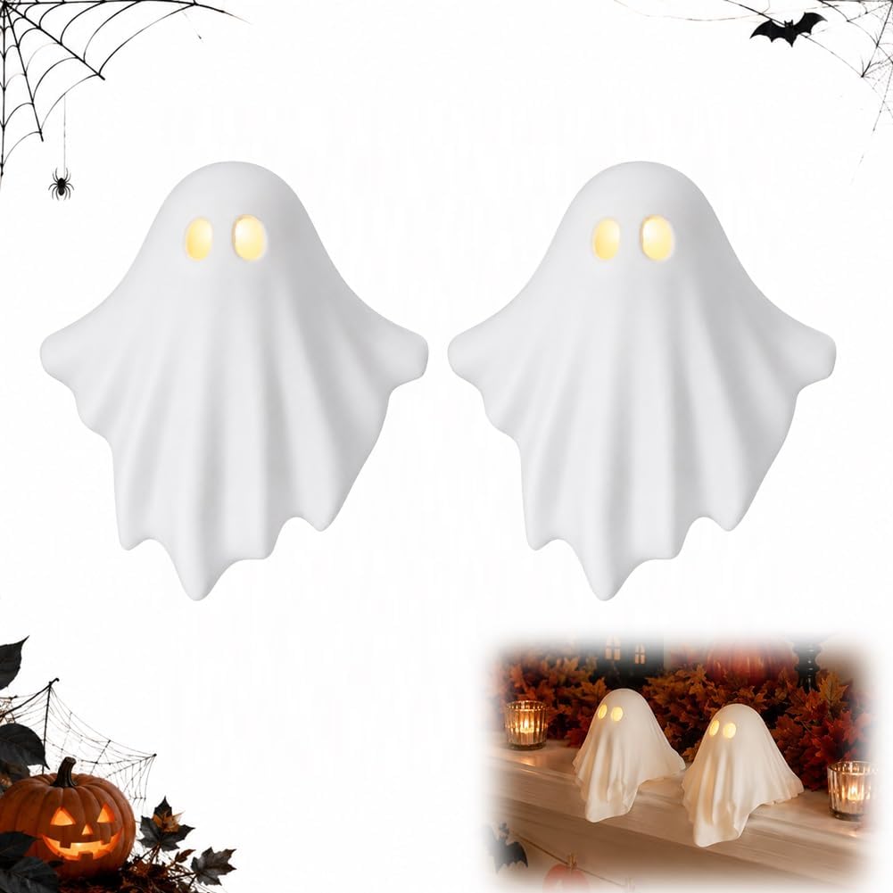 Luminous Ghost Ornament – Cute LED Halloween Tabletop Decor for Mantel