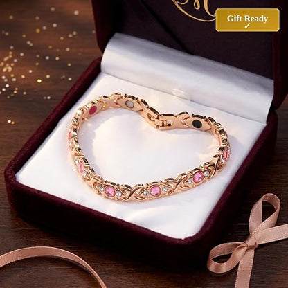 Women's Magnetic Chain Bracelet with Crystal Inlay