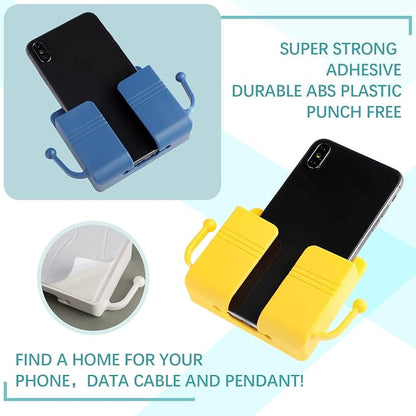 Wall-Mounted Phone Holder – Adhesive Phone Charging Dock Multifunctional Outlet Shelf