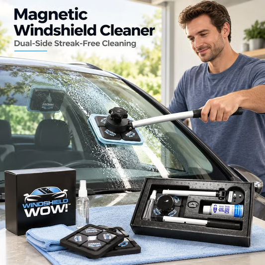 🔥Dual Magnetic Car Windshield Cleaner | Streak-Free Auto Glass Cleaning Kit
