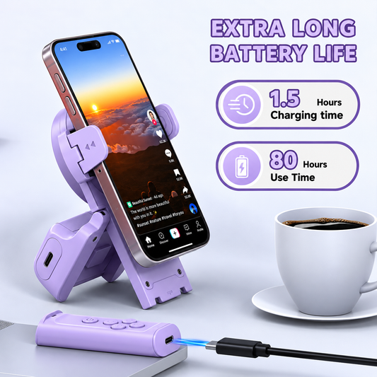 Remote Control Scrolling for Tiktok with Phone Stand,Page Turner for Kindle App E-Book,Bluetooth Camera Shutter Remote for iPhone, Android,iOS,iPad,Tablet (Purple)
