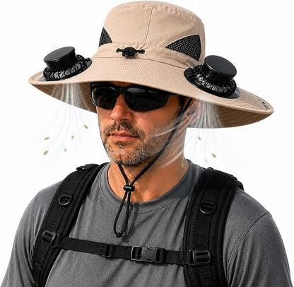 Unisex Sun Hat With Two Fans And UPF 50+ Sun Protection