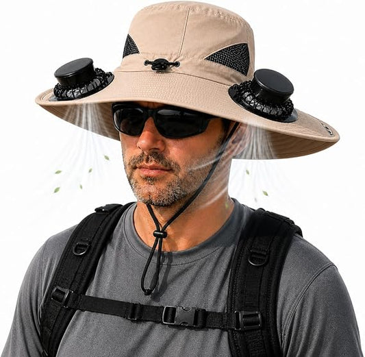 Unisex Sun Hat With Two Fans And UPF 50+ Sun Protection