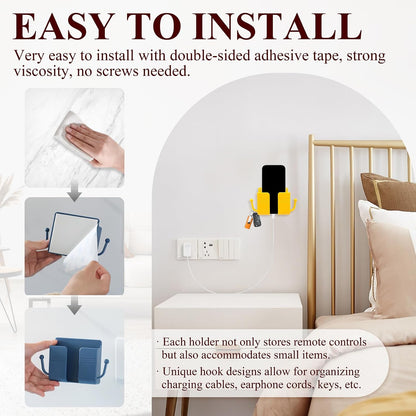 Wall-Mounted Phone Holder – Adhesive Phone Charging Dock Multifunctional Outlet Shelf