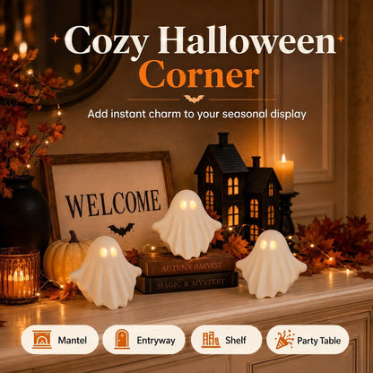Luminous Ghost Ornament – Cute LED Halloween Tabletop Decor for Mantel