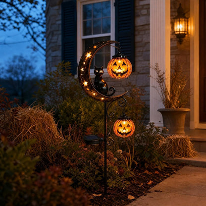 Solar Halloween Black Cat Garden Stake Light