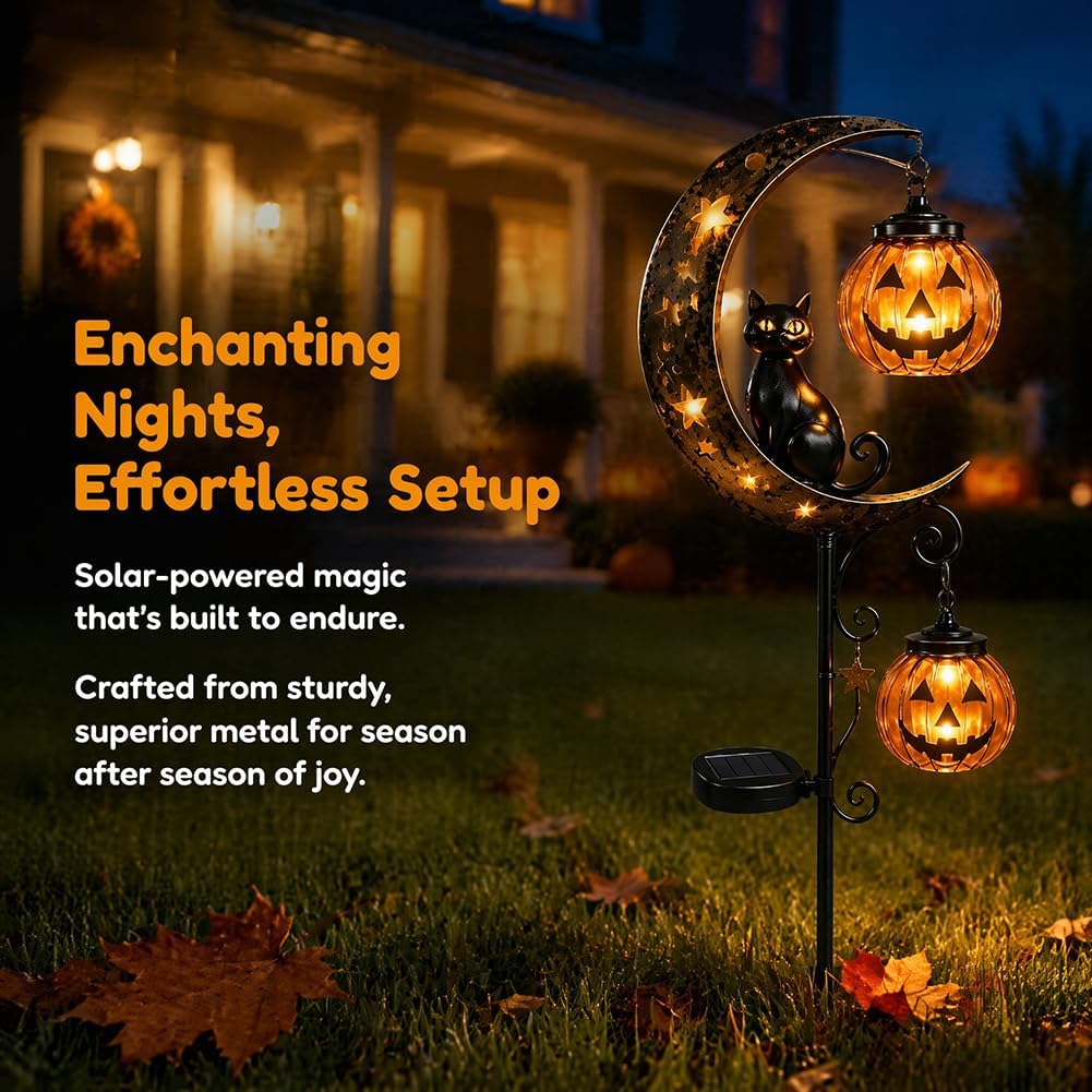 Solar Halloween Black Cat Garden Stake Light