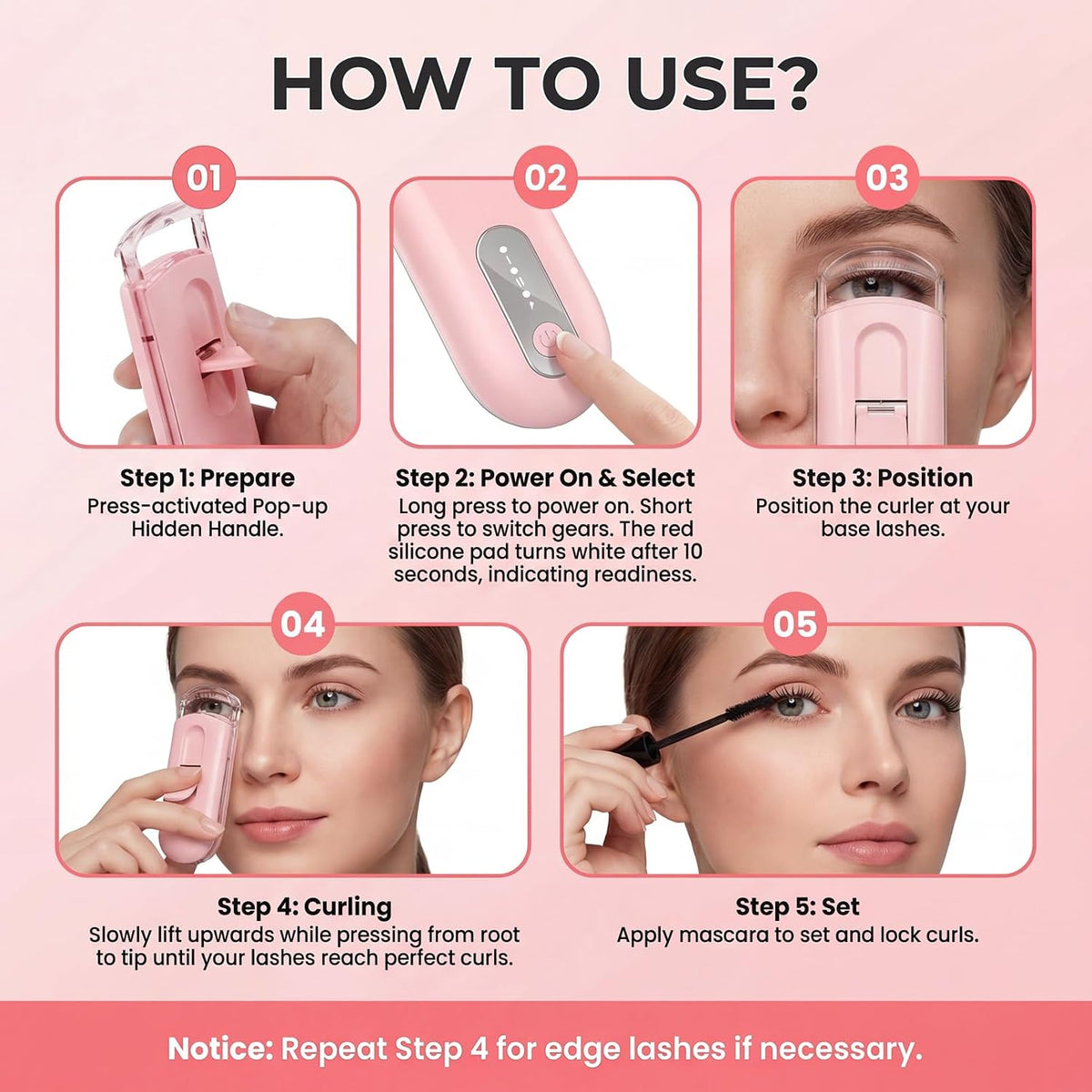 Heated Eyelash Curler – Innovative Curling Function – Portable Beauty Tool