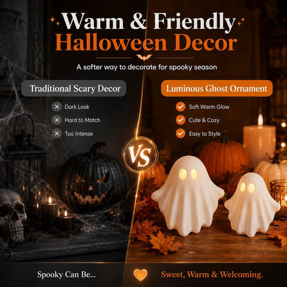 Luminous Ghost Ornament – Cute LED Halloween Tabletop Decor for Mantel