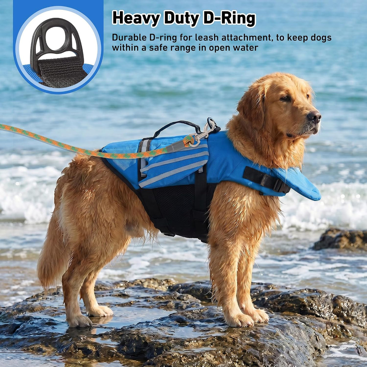 Ripstop Dog Life Jacket, Dog Life Vest With Rescue Handle Keep Doggy Safe