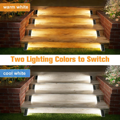 Sensor Solar Stair Lights Outdoor, Super Bright LED Solar Powered Step Lights