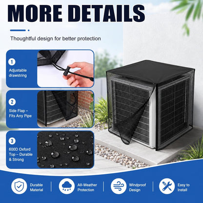 Heavy-Duty Full Mesh Air Conditioner Cover, All-Season Outdoor AC Unit Protector
