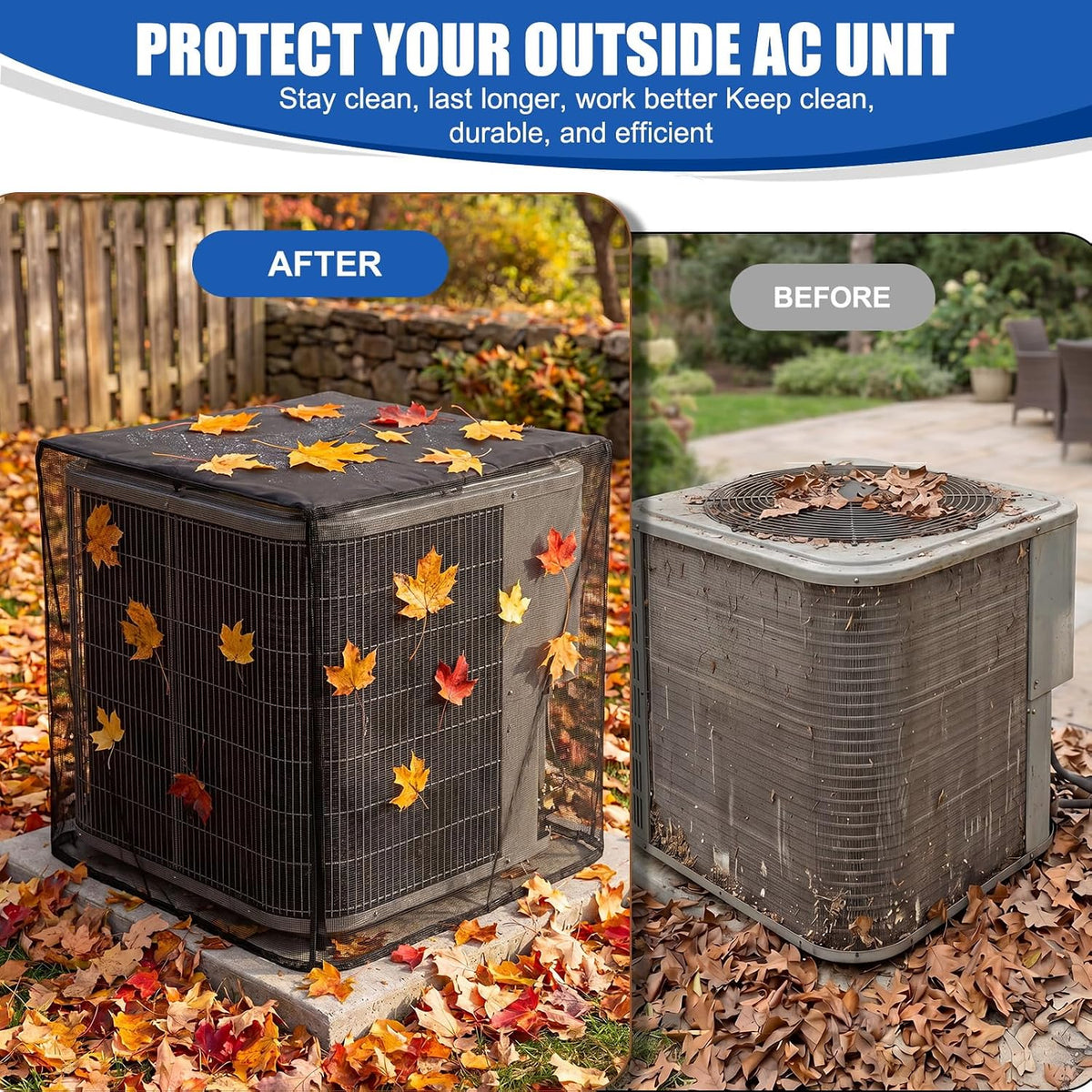 Heavy-Duty Full Mesh Air Conditioner Cover, All-Season Outdoor AC Unit Protector