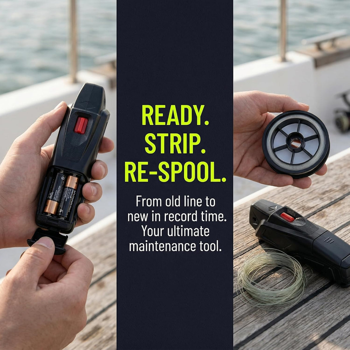 Electric Fishing Line Stripper for Spinning, Casting & Trolling Reels