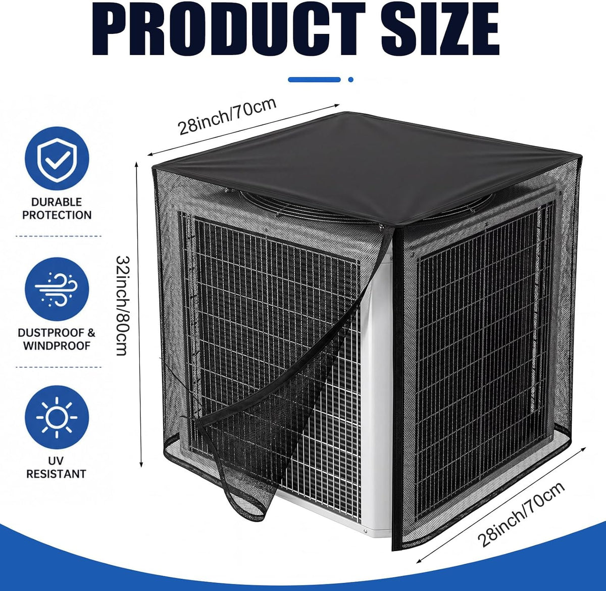 Heavy-Duty Full Mesh Air Conditioner Cover, All-Season Outdoor AC Unit Protector