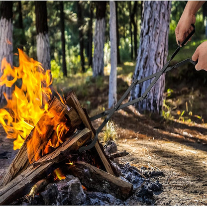 Outdoor Campfire Fireplace Tongs, Log Grabber, Black