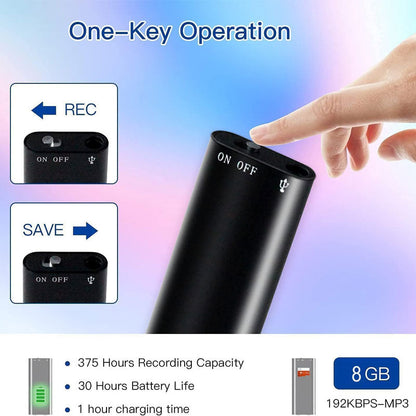 8GB Digital Voice Recorder | Intelligent Triple Noise Reduction