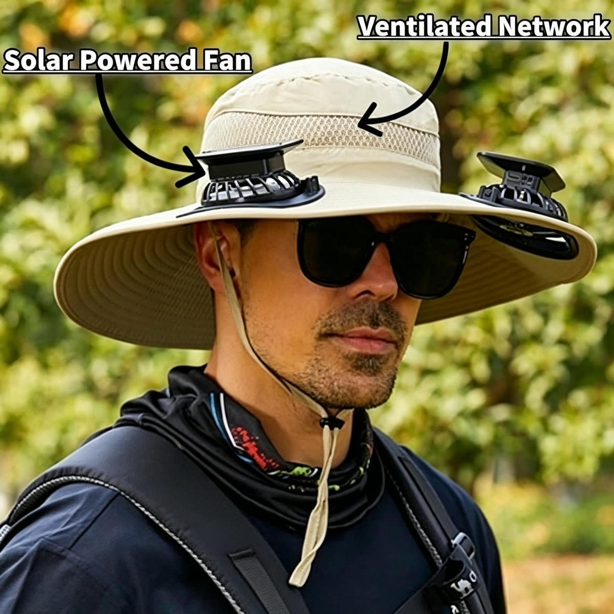 Unisex Sun Hat With Two Fans And UPF 50+ Sun Protection