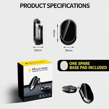 Foldable Magnetic Car Phone Holder - 360° Rotating, Adjustable Angle & Height Dashboard Mount