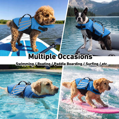 Ripstop Dog Life Jacket, Dog Life Vest With Rescue Handle Keep Doggy Safe